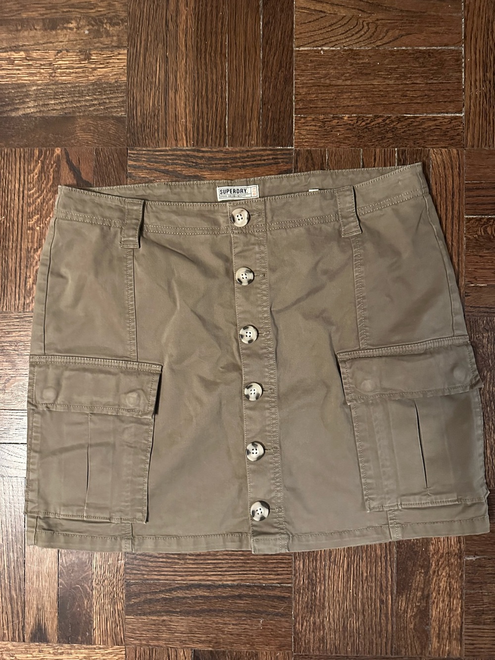 Superdry Utility Cargo Mini Skirt Olive Khaki UK 14 US 10